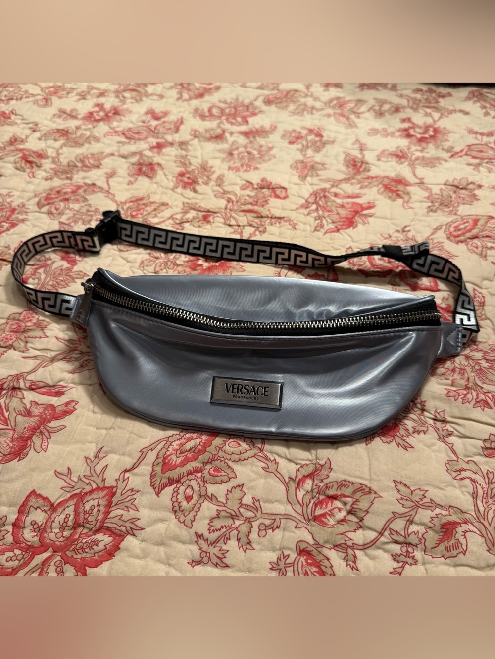 New Designer Versace Metallic Silver Waist Bag